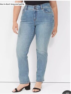 Lane Bryant Classic High-Rise Straight Flex Magic Waistband Blue Jeans